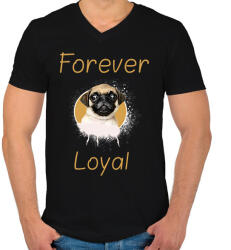 printfashion forever loyal - Férfi V-nyakú póló - Fekete (1739167)