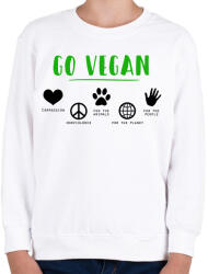 printfashion Go vegan - Gyerek pulóver - Fehér (12696794)