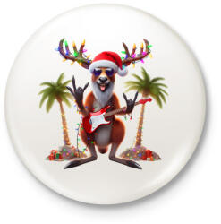 printfashion Vicces ausztrál karácsonyi rocker party kenguru - Mikulás ruhában - Kitűző, hűtőmágnes - Fehér (15236046)