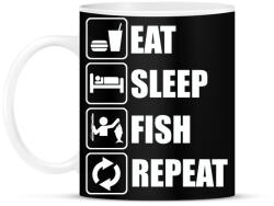 printfashion Enni, aludni, horgászni - Bögre - Fekete (793361)