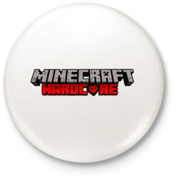 printfashion Minecraft Hardcore - Kitűző, hűtőmágnes - Fehér (3083932)