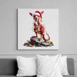 printfashion Vicces karácsonyi party kenguru - Mikulás ruhában - Vászonkép - Fehér (15249774)