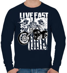 printfashion Lives Fast - Férfi pulóver - Sötétkék (12584710)