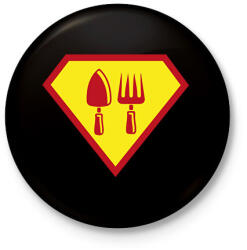 printfashion Kertész szuperhős - Kitűző, hűtőmágnes - Fekete (12956642)