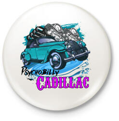 printfashion Psychobilly - Kitűző, hűtőmágnes - Fehér (3082423)