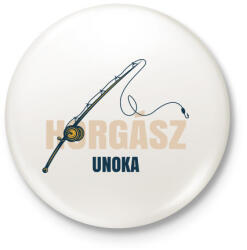 printfashion Horgász unoka - Kitűző, hűtőmágnes - Fehér (4836494)
