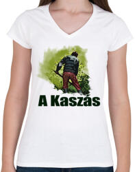 printfashion a kaszás - Női V-nyakú póló - Fehér (1241962)