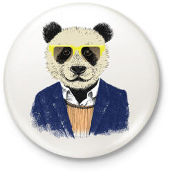 printfashion Hipster Panda - Kitűző, hűtőmágnes - Fehér (3079114)