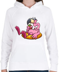 printfashion Flamingo - Női kapucnis pulóver - Fehér (15865679)