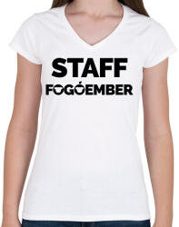 printfashion Fogóember Staff - Női V-nyakú póló - Fehér (2154439)