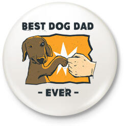 printfashion Best dog dad ever - Kitűző, hűtőmágnes - Fehér (13192162)