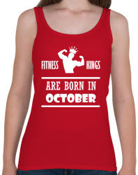 printfashion Fitnessz királyok októberben születtek - Női atléta - Cseresznyepiros (1415530)