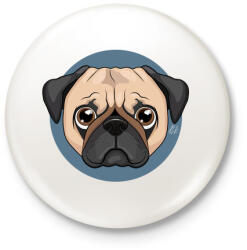 printfashion Mopsz - Kitűző, hűtőmágnes - Fehér (4225841)