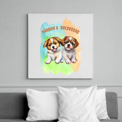 printfashion kutyusok párban - Vászonkép - Fehér (16558968)