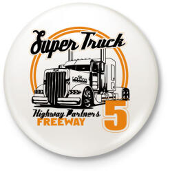 printfashion Super Truck Highway - Kitűző, hűtőmágnes - Fehér (4674493)