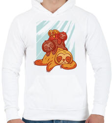 printfashion Lajhár kupac - Férfi kapucnis pulóver - Fehér (11963482)