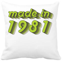 printfashion made-in-1981-green-grey - Párnahuzat, Díszpárnahuzat - Fehér (486042)