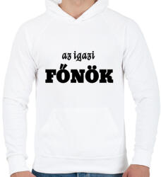 printfashion az igazi főnök - Férfi kapucnis pulóver - Fehér (3784158)