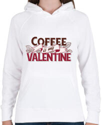 printfashion Kávérajongó - Coffee is my Valentine - Női kapucnis pulóver - Fehér (4306532)