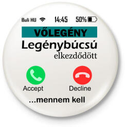 printfashion legénybúcsú telefonos vőlegény - Kitűző, hűtőmágnes - Fehér (6345312)