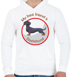 printfashion My best friend - Dachshund - Férfi kapucnis pulóver - Fehér (6296198)