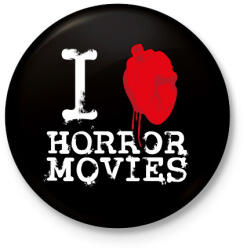 printfashion I love horror movies - Kitűző, hűtőmágnes - Fekete (16783873)