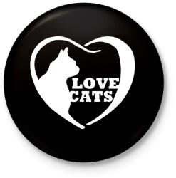 printfashion Lovecats - Kitűző, hűtőmágnes - Fekete (5026697)