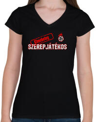 printfashion Elmebeteg szerepjátékos - Női V-nyakú póló - Fekete (2658892)