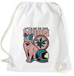 printfashion Macska a Holdra indul - Sportzsák, Tornazsák - Fehér (5625262)