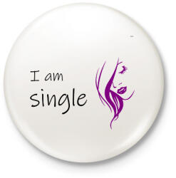 printfashion I am single - Kitűző, hűtőmágnes - Fehér (12695173)