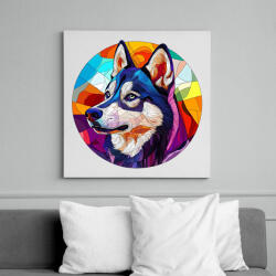 printfashion Ólomüveg Husky - Vászonkép - Fehér (16704625)