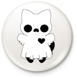 printfashion páros póló - szellem cica - Kitűző, hűtőmágnes - Fehér (14690101)
