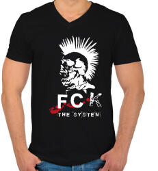 printfashion Fck the system - Férfi V-nyakú póló - Fekete (7666253)