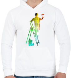 printfashion RGB Festő-Mester - Férfi kapucnis pulóver - Fehér (5450583)