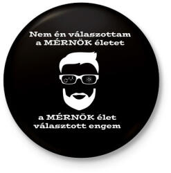 printfashion fehér mérnök választott - Kitűző, hűtőmágnes - Fekete (3098812)