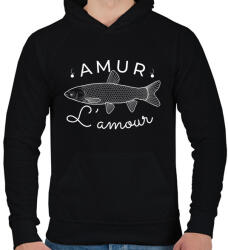 printfashion Amur Lamour White-02 - Férfi kapucnis pulóver - Fekete (5422405)