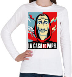 printfashion La Casa de papel - színes - Női hosszú ujjú póló - Fehér (4679323)