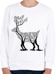 printfashion Szarvas fa - Gyerek pulóver - Fehér (127150)