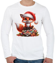 printfashion Cuki karácsonyi Róka - Férfi hosszú ujjú póló - Fehér (15227430)