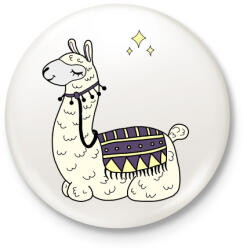 printfashion llama - Kitűző, hűtőmágnes - Fehér (4108077)