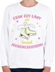 printfashion Csak egy lány aki imád jégkorcsolyázni - Gyerek pulóver - Fehér (7160066)