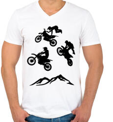 printfashion enduro - Férfi V-nyakú póló - Fehér (2785633)