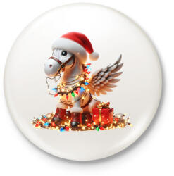 printfashion Karácsonyi Unikornis / Pegazus / póni - Kitűző, hűtőmágnes - Fehér (15238981)