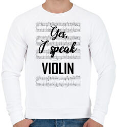 printfashion I speak violin - Férfi pulóver - Fehér (7640223)