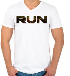 printfashion RUN - Férfi V-nyakú póló - Fehér (5413759)