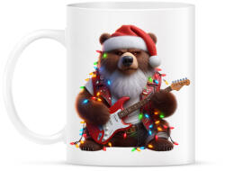 printfashion Vicces morcos karácsonyi gitáros rocker party medve - Bögre - Fehér (15242746)