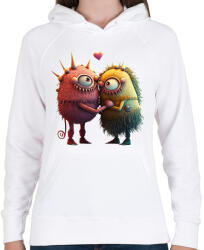 printfashion Vicces Szörnyecskés - cuki, csúnya, szerelmes minta - Női kapucnis pulóver - Fehér (11866342)