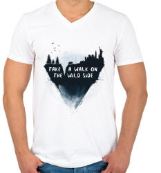 printfashion Walk on the wild side - Férfi V-nyakú póló - Fehér (244976)