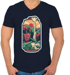 printfashion Can-wood - Férfi V-nyakú póló - Sötétkék (5191126)