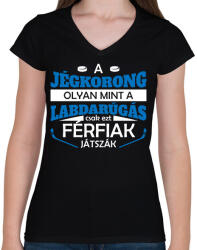 printfashion Férfiak játszák - Női V-nyakú póló - Fekete (15653256)